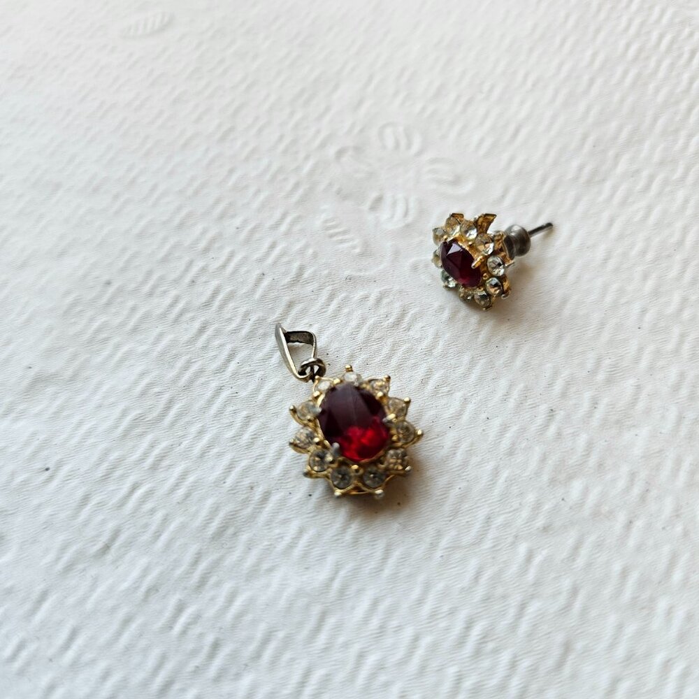 Ruby Topaz odd size pair earring